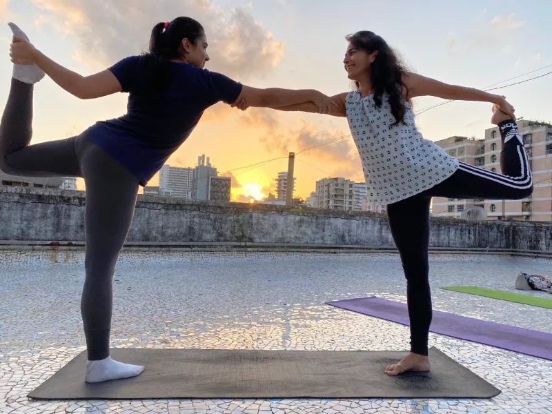 Partner dancer’s pose at sunset